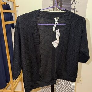 NY Collection Black Textured Women's Cardigan